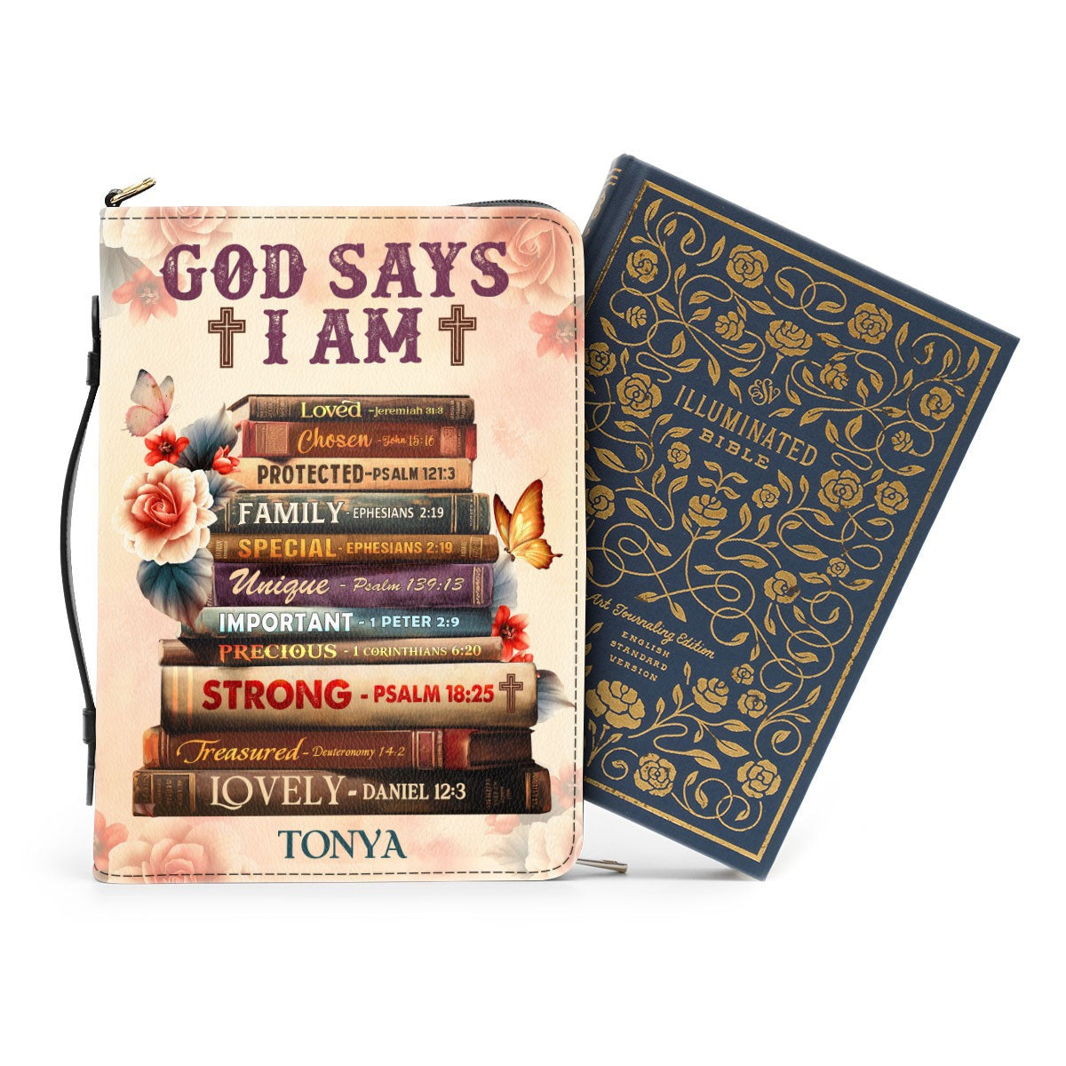 God Says I Am Leather Book Cover, Personalized Leather Bible Cover, Christian Gift, Bible Covers Jesus Gifts